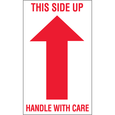 3 x 5" - "This Side Up - Handle With Care" Arrow Labels